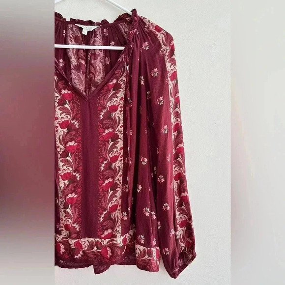 Lucky Brand Rust Bohemian Floral Peasant Blouse, Size Small - Picture 7 of 16